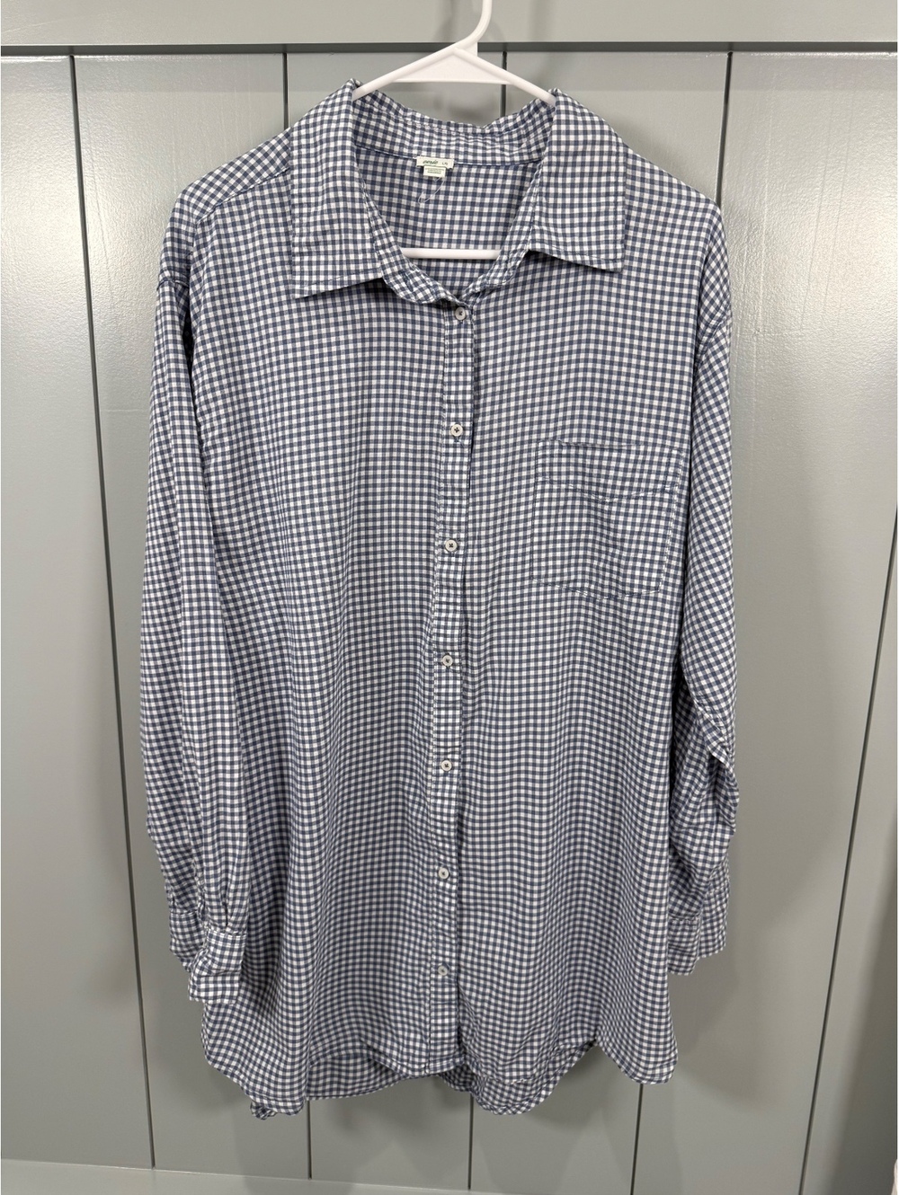 aerie Blue and White Gingham preppy cowboy core Button-Up Shirt, Size Large
